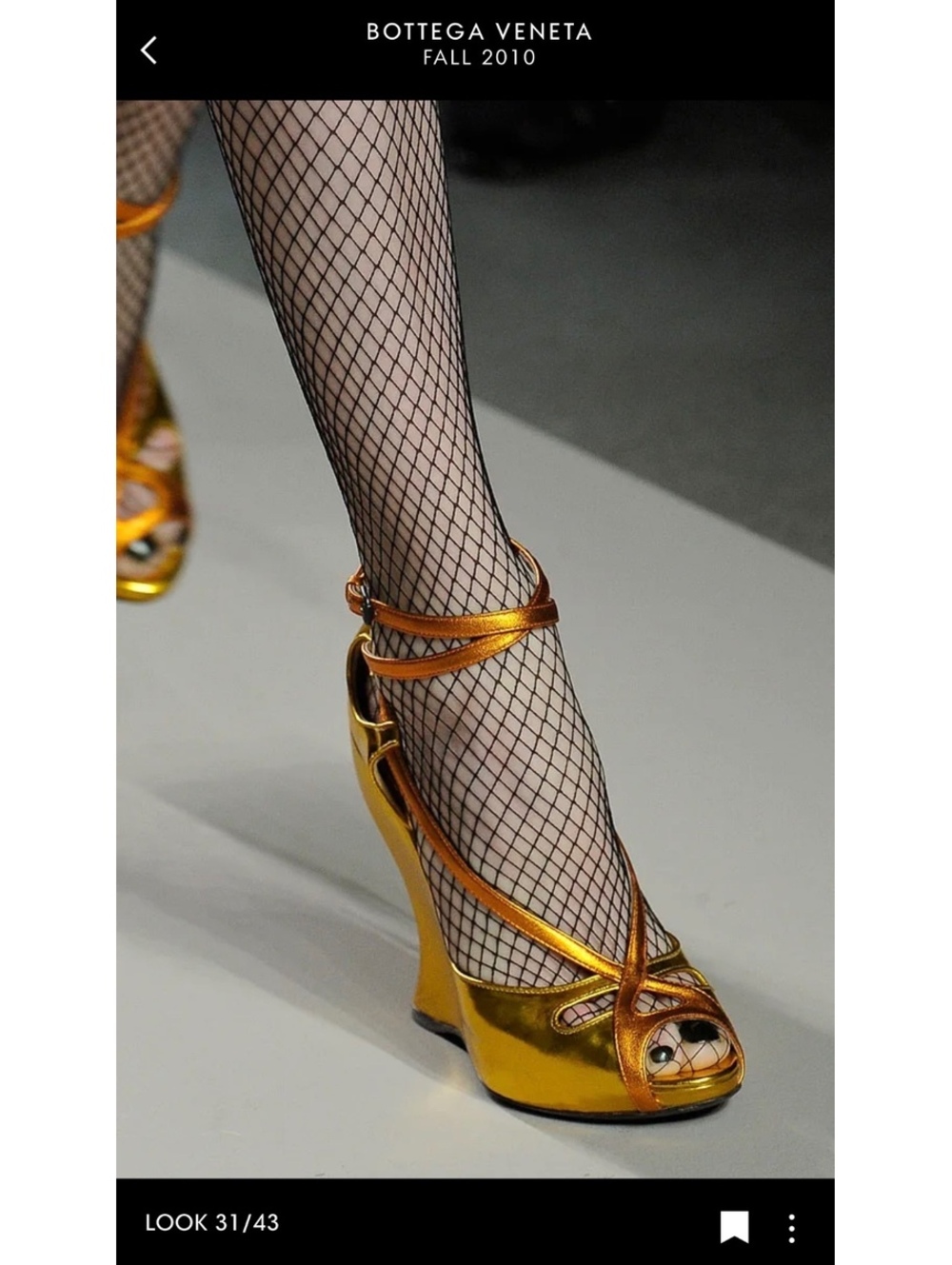 Bottega Veneta FW 2010 Runway Gold Sculptural Wedge Sandals Size 37